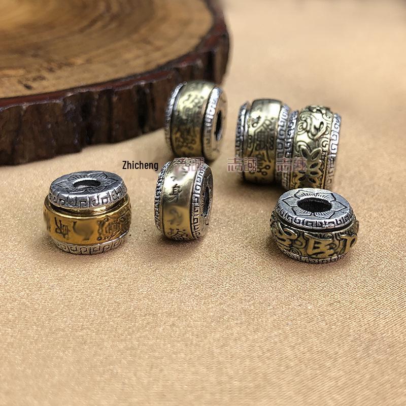 Legierung Sechs-Silben-Mantra Perlenzubehör: Zinnober, Kristall, Achat-Abstandshalterperlen, Kupfer DIY Schmuckkomponenten