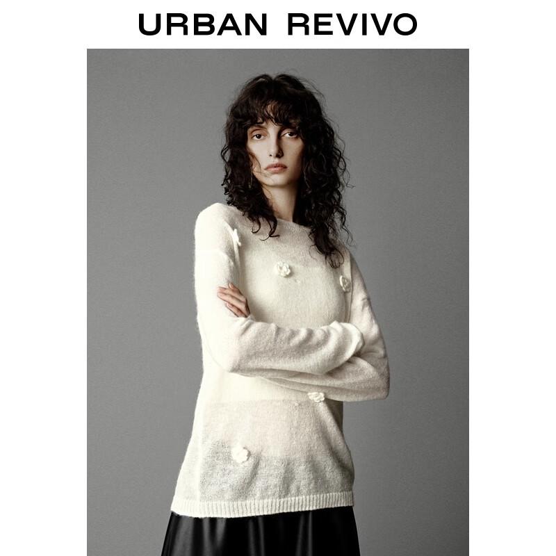 UR Women's 3D Floral Round Neck Knit Sweater