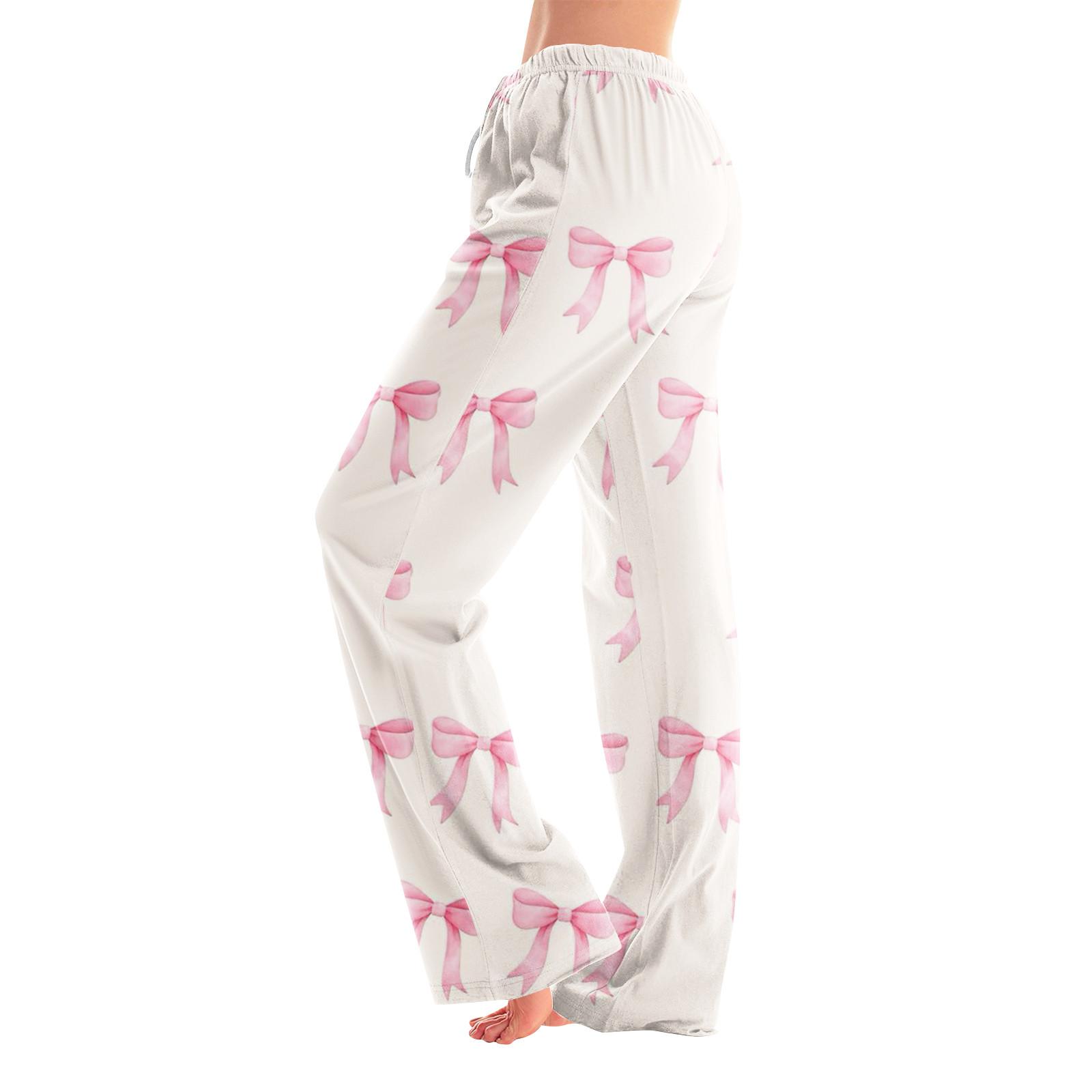 

Женские пижамные штаны, одежда для сна, повседневные брюки с эластичной резинкой на талии, удобные прямые свободные брюки для йоги L