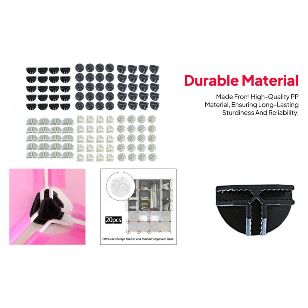 20 Cabinet Clips, Fastening Connecting Wire, Storage Cubes for Shelving Units