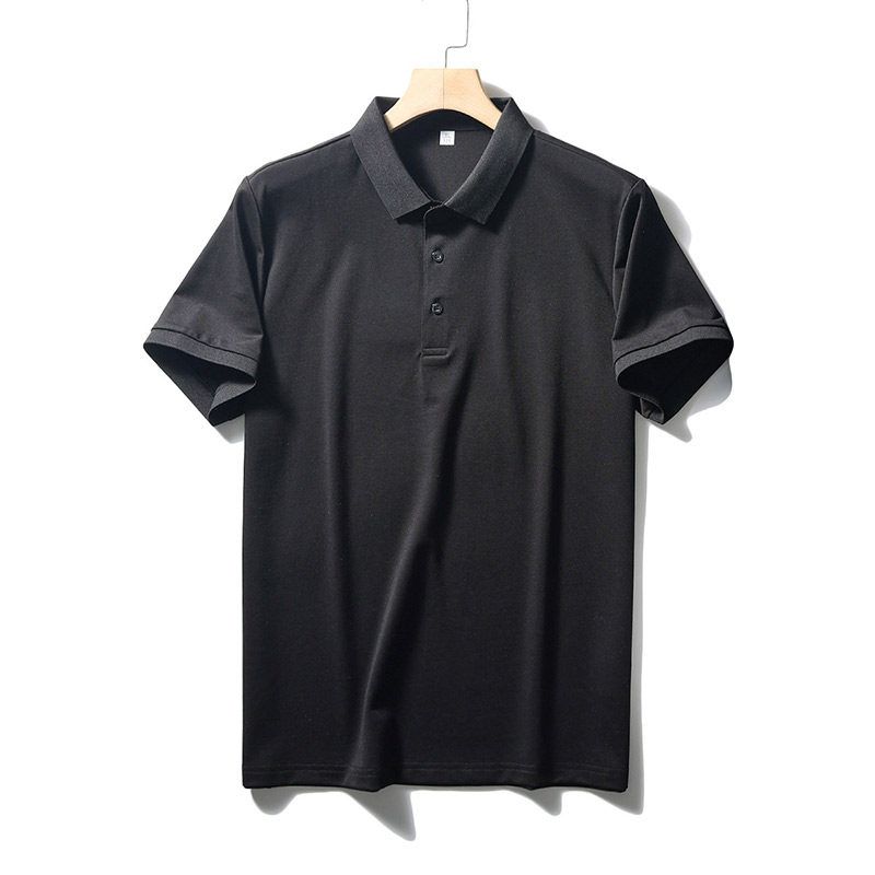 Antibacterial Polo Shirt Short sleeve Men s 2024 New Summer Lapel T-shirt Foreign Trade Export Men s Casual Collar T-shirt Black XL