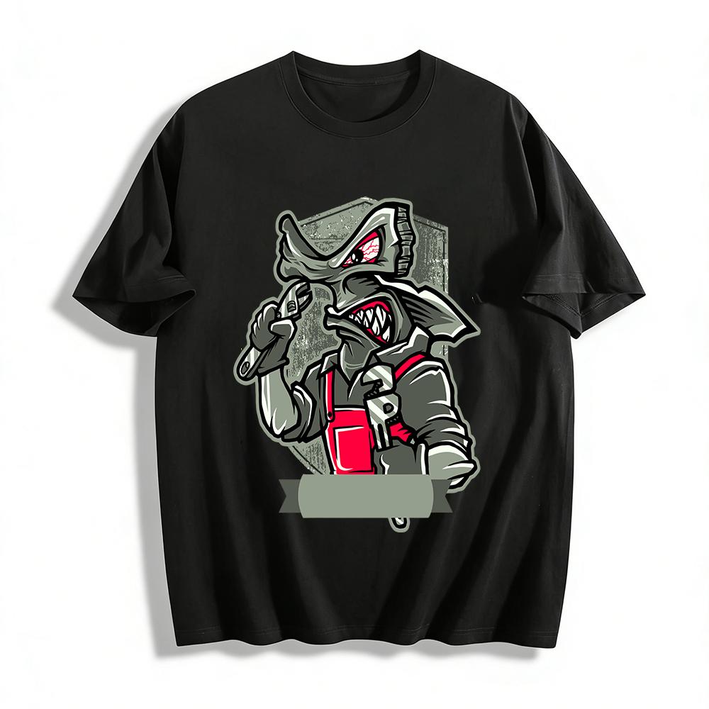 

Grumpy Shark Mechanic Graphic Casual Workwear Style T-Shirt Pure cotton T-shirt XXS