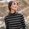 Giordano Women's Striped Turtleneck Long Sleeve T-Shirt