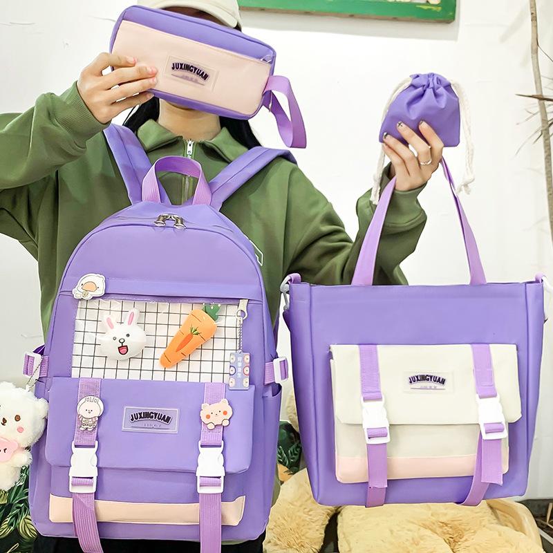 Primary School Girl Four Piece Set Junior High School High School Student Backpack College Boy Backpack