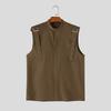 INCERUN Oversized Men Stand Neck Sleeveless Buttons Casual Loose Tank Tops