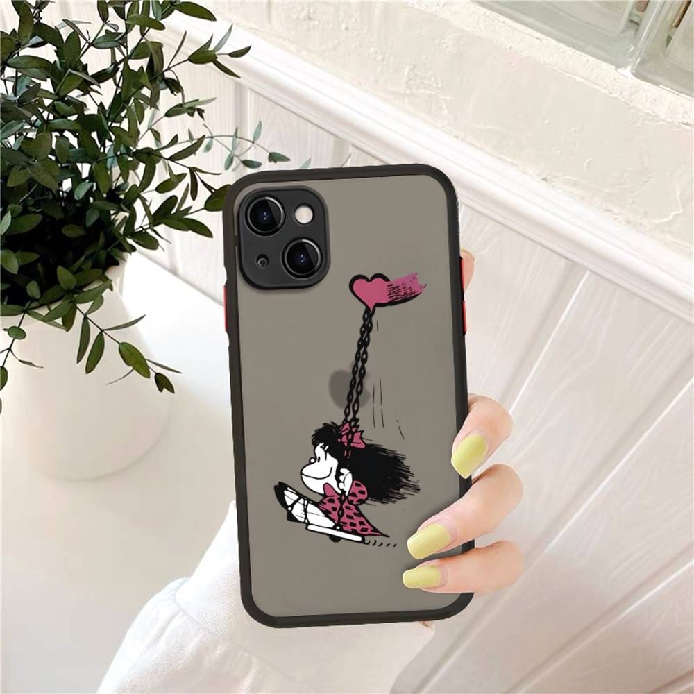 

Mafalda Phone Case For IPhone 14 11 12 13 Mini Pro Max 8 7 Plus X XR XS MAX Translucent Matte Cover iphone 15 pro