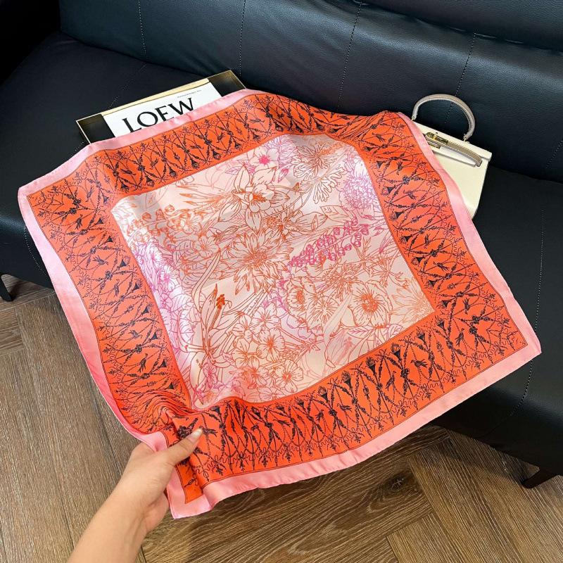 Fashion Black and White Printing Temperament Square Scarf Imitation Silk Korean Version Decorative Scarf Scarf Professional Decorative Shawl Silk Scar