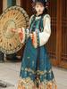 Ming Dynasty-Inspired Hanfu Women's Embroidered Bijiya Stand Collar Mamian Skirt with Velvet - Autumn/Winter Set