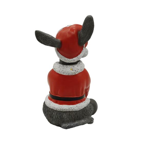 Christmas Santa Donkey Figurine Xmas Hat Donkey Resin Statue Sculpture Holiday Party Home Office Desktop Decoration Ornament