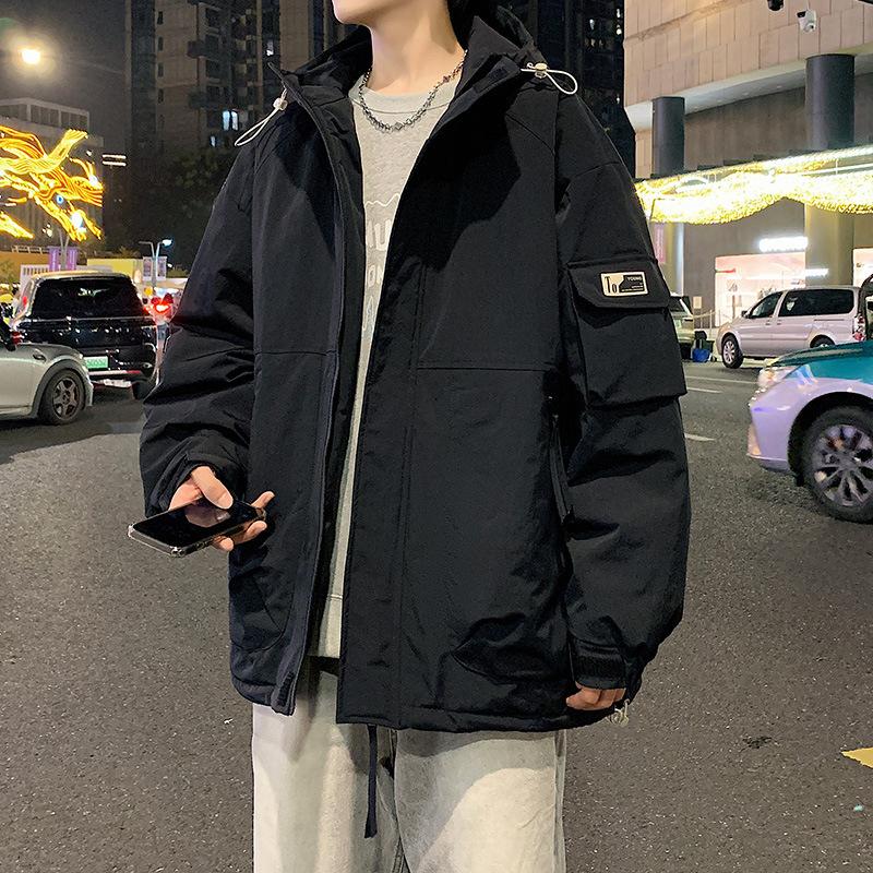 

Весна и осень мужская повседневная свободная куртка большого размера с капюшоном XXXXL чёрный