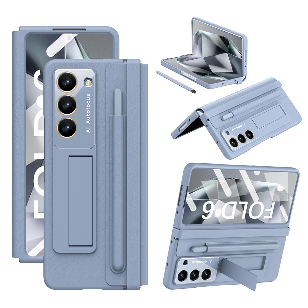 Měkký pant pro Samsung Galaxy Z Fold 6 4 5 Pouzdro z PU kůže, držák na pero, ochranný film