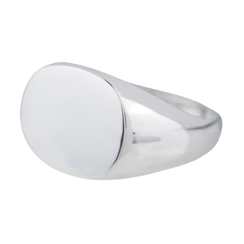 

[aBALENT] silver 925 Seal stand ring men s signet oval silver ring ring simple little finger adult accessories (No. 16)