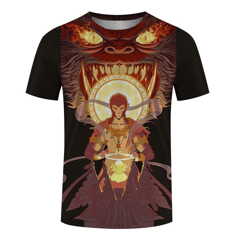 

Мужская футболка Nezha Wukong Pattern 3D Print Tops Tees Летняя мода Женская уличная одежда Oversize унисекс футболка Мужская одежда 5XL