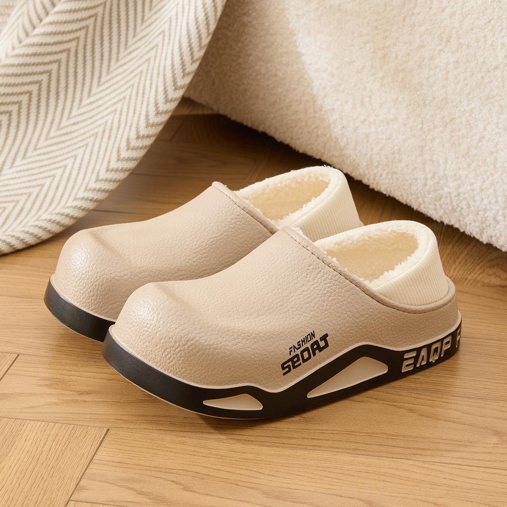 Winter Herren Baumwollpantoffeln Plüsch Warm Dicke Sohle Pantoletten Atmungsaktiv Weich Rutschfest Pantoffeln Innen Außen Lässige Pantoffeln