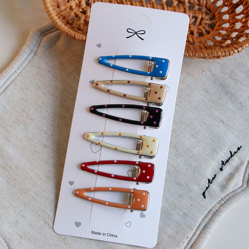 Multicolor Polka Dot Geometric Enamel Hair Clip Set
