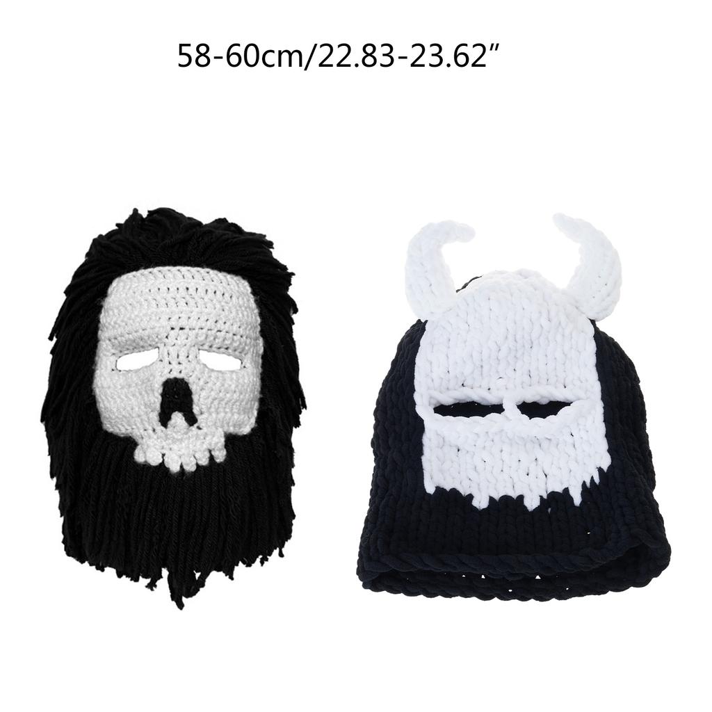 Devil Horn Winter Hat for Adult Handwoven Balaclava Cap Novelty Party Hat for Girl Boys Knit Mask Hat Cool Accessories