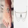 2 stücke Vintage Silber Farbe Knöchel Armband Fuß Schmuck Barfuß Sandalen Fußkettchen für Frauen
