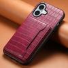 For iPhone 17 Case Card Holder Kickstand Crocodile Texture Leather Back Phone Cover