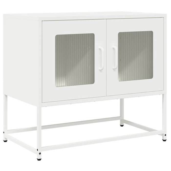 VidaXL Meuble TV blanc 68x39x60,5 cm acier laminé à froid, banc tv, meuble hifi, centre de divertissement, buffet tv, meuble 853337
