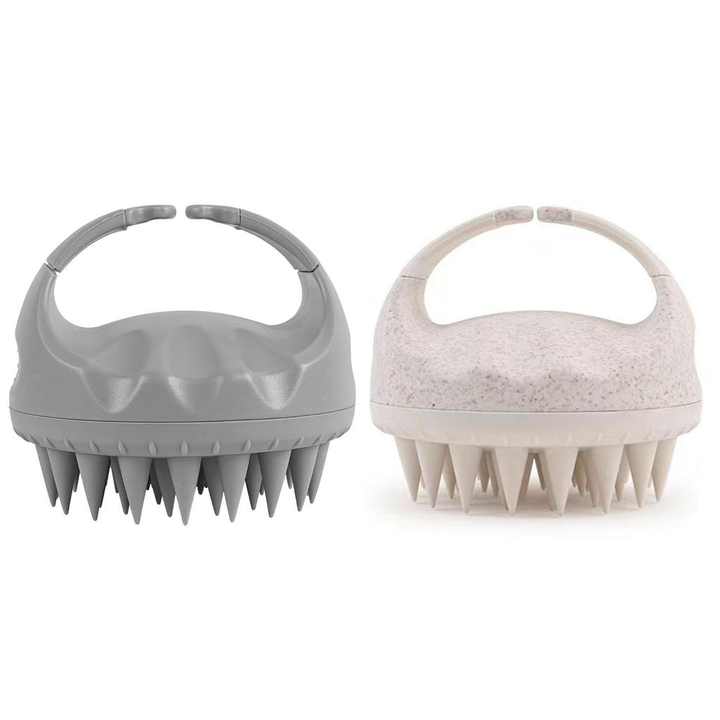 WOVTE Scalp Massage Scalp Cleansing Scalp Silicone Head Unisex Brush, Brush, Care, Massager, Wet/Dry Use, (Gray + Off-White)