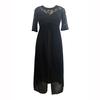 Damen Kleid Spitze Halbarm Sommer Frau Lange Kleider Frühling Casual Maxi Kleid Schwarz O-Ausschnitt Übergröße Kleider