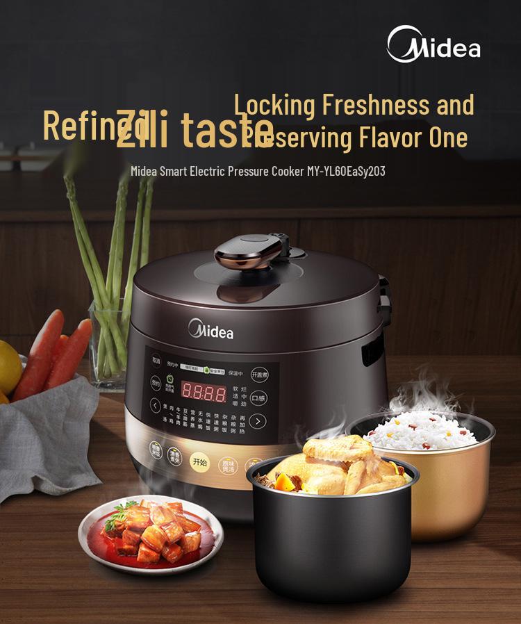 Midea Intelligent Electric Pressure Cooker - Large Capacity Dual Pots Rice Cooker (Model: MY-YL60Easy203)