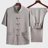 Men's Chinese Style Summer Cotton-Linen Short-Sleeve Tang Suit for Seniors