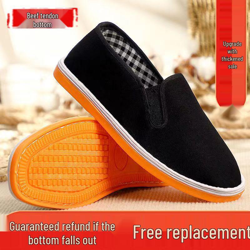 Xishan Cloth Shoes: Spring/Autumn Black Casual Unisex Handmade Slip-Ons with Beef Tendon Sole