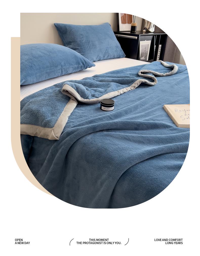 Single Piece Thickened Velvet Flannel Bed Sheet - Warm Autumn/Winter Coral Fleece Duvet Cover & Blanket