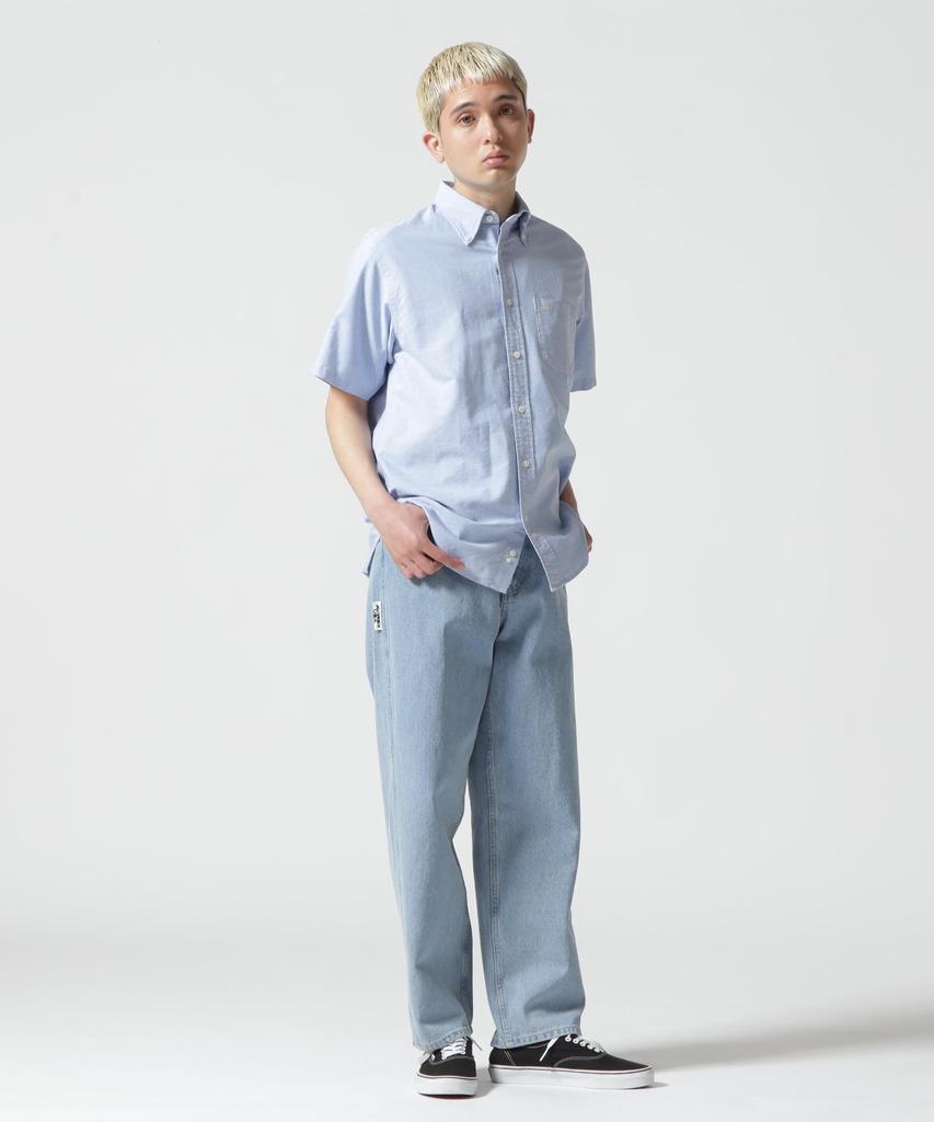 AVIREX DAILY BASIC OXFORD B.D S/S SHIRT men's 2XL 113 light blue 783-3923004