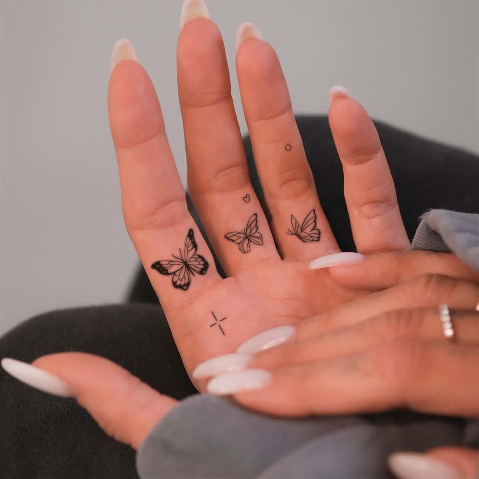 Glow Makeup Unisex Black Finger Tattoo Sticker, Small Pattern Butterfly Tattoo Sticker, Waterproof Female Washable Simple Tattoo Sticker
