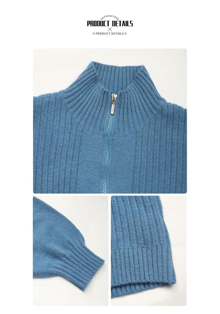 2026 Autumn/Winter Stand Collar Solid Color Cardigan Coat