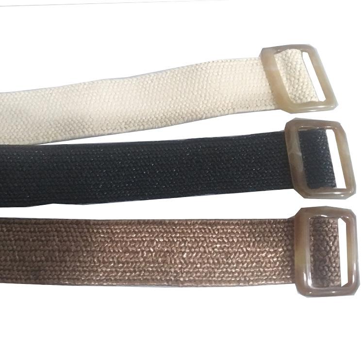 New European and American Casual Resin Buckle PP Lafite Ethnic Style Women's Belt Elastic Braided Belt