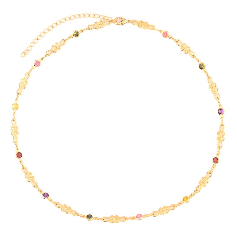Mix Fashion Summer Colorful Rainbow Women Girl Jewelry 5A Cubic Zirconia Delicate Gold Filled Charm Tennis Chain Necklaces