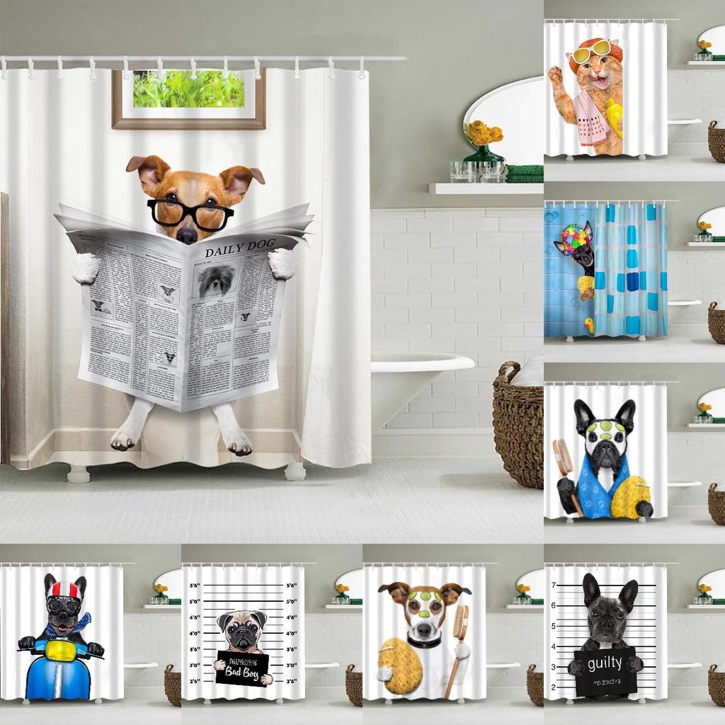 Niedlicher Tier-Duschvorhang für Hunde und Katzen Wasserdicht und Langlebig