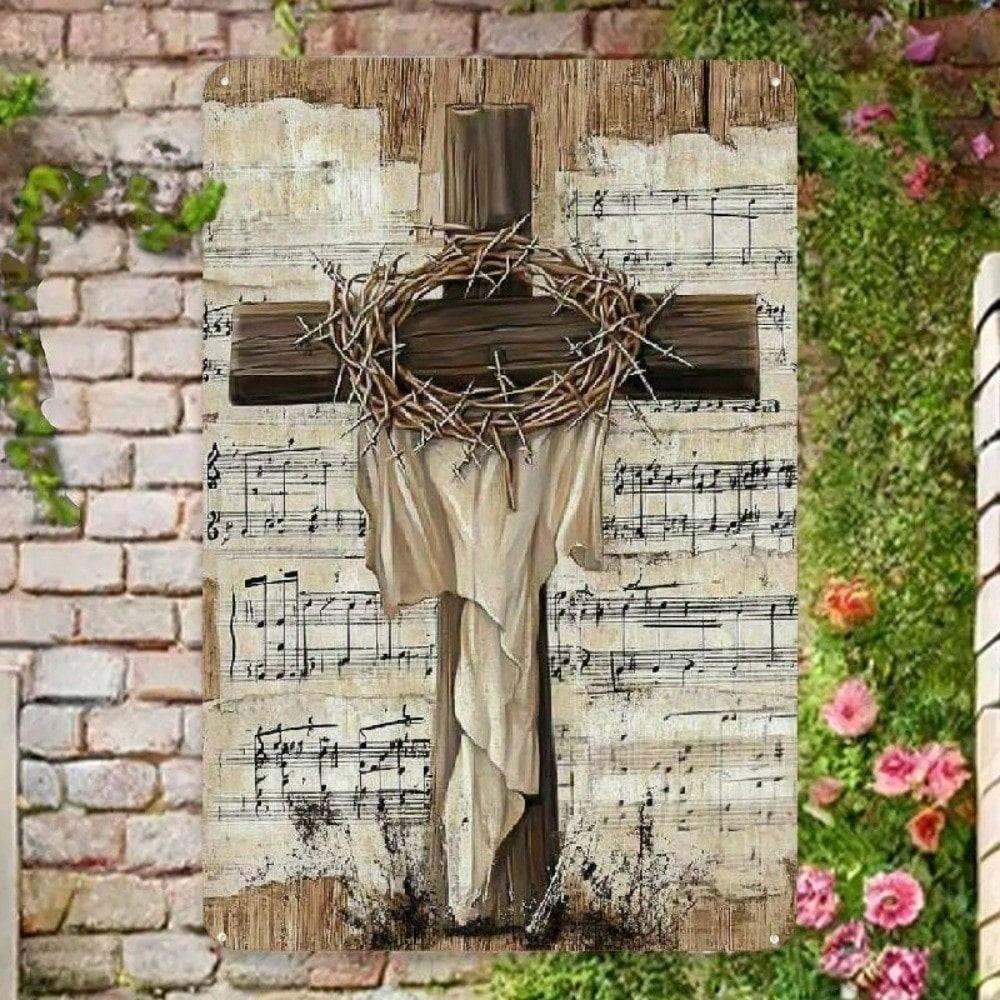 Metall Wandkunst Religiöses Kreuz Dekor für Wohnzimmer Bauernhaus
