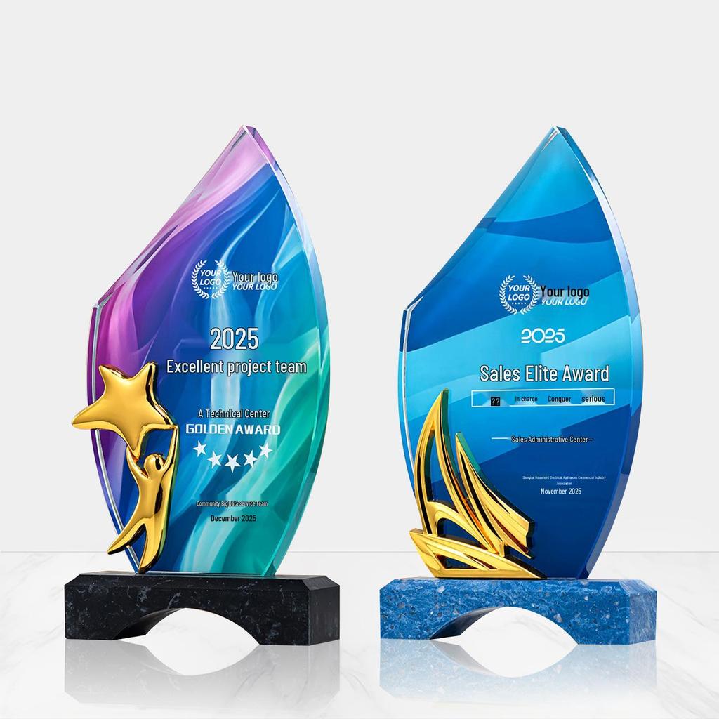 Customized Five-Pointed Star Crystal Trophy for Company Annual Meeting: Award for Outstanding Employee Achievement