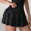 Women's Solid Color Layered Skirt Pleated A-line Skirt