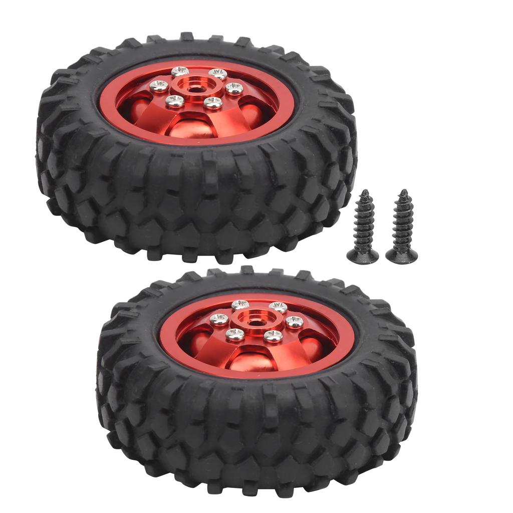2Pcs Truck Wheel Rubber Tire 55mm Dia Aluminium Alloy Fit for WPL D12 110 RC CarRed