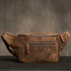 New Retro Genuine Leather Men's Waist Bag with Crazy Horse Leather Large Capacity Men's Bag Multi Functional Head Layer Leather Bag