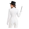 Women Cosplay Magician Tailcoat Jacket Long Sleeve Lapel V Neck Open Front with Hat Gloves Wand for Stage Magic Show