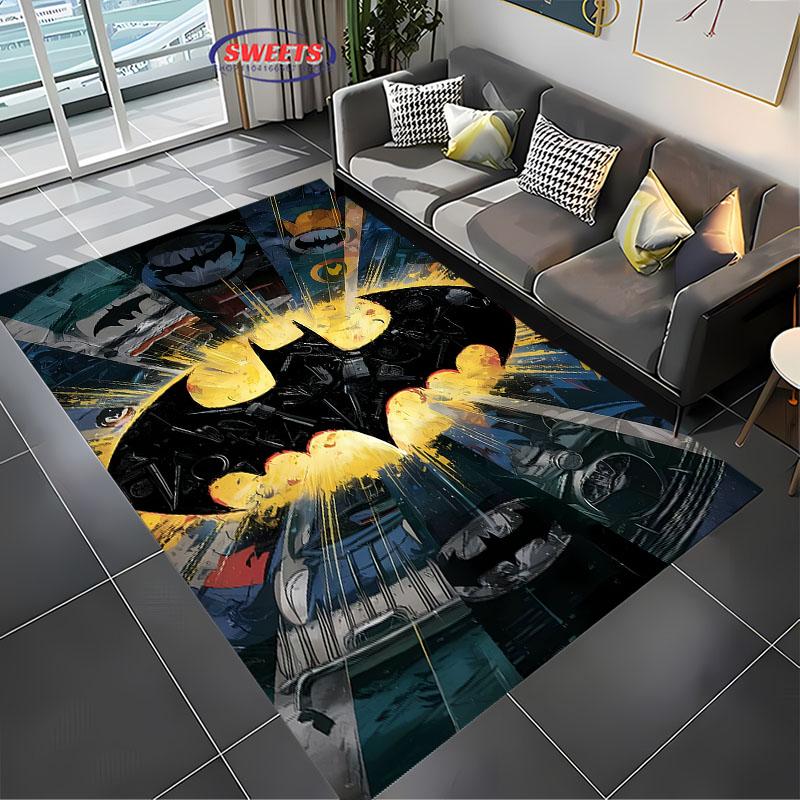 Tappeto Classico DC Batman, Logo Batman Soggiorno Camera da Letto Bambini Tappetino da Letto, Tappeto Confortevole Antiscivolo Resistente, Tappeto Lavabile in Lavatrice