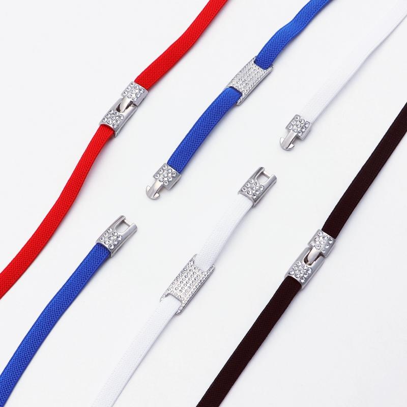 No Tie Shoe Laces Elastic Laces Silver Diamond Buckle Sneakers Tennis Shoelaces Without Ties Flat Shoelace for Shoes Accessories