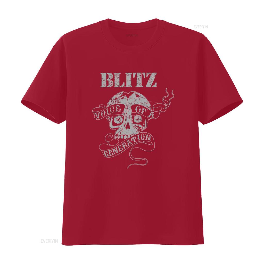 BLITZ Voice of a Generation Skull Print Black T Shirt for Men Small vintage Washed Breathable homme streetwear Casual Unisex