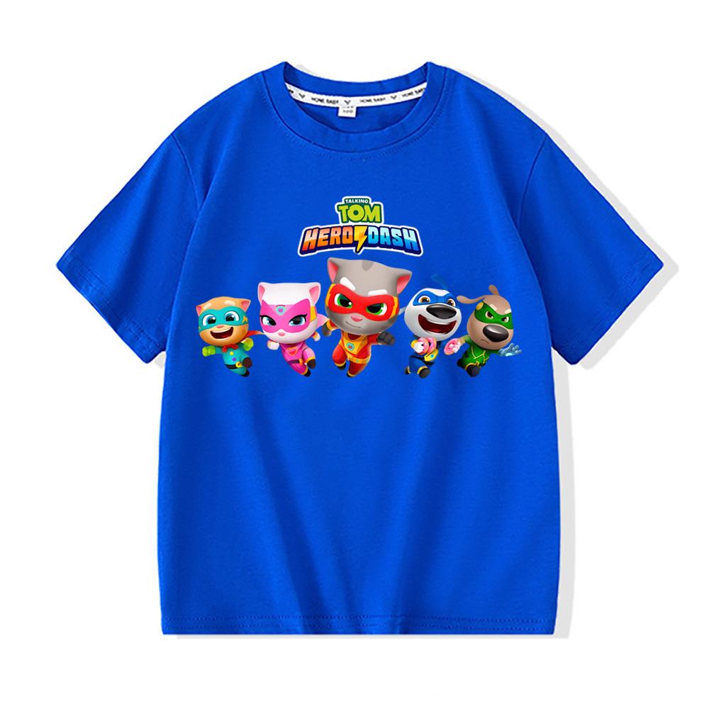 

Детская футболка Говорящий Том Летняя детская хлопковая футболка Милые мультяшные топы для мальчиков и девочек Модная повседневная футболка с коротким рукавом для малышей 150