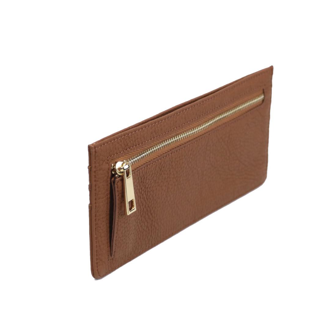 Carteira de Cartão Feminina em Couro Genuíno Carteira Plana Slim Porta-Moedas com Zíper Carteira Longa de Couro Ultrafina Carteras Para Mujer Portfel Damski