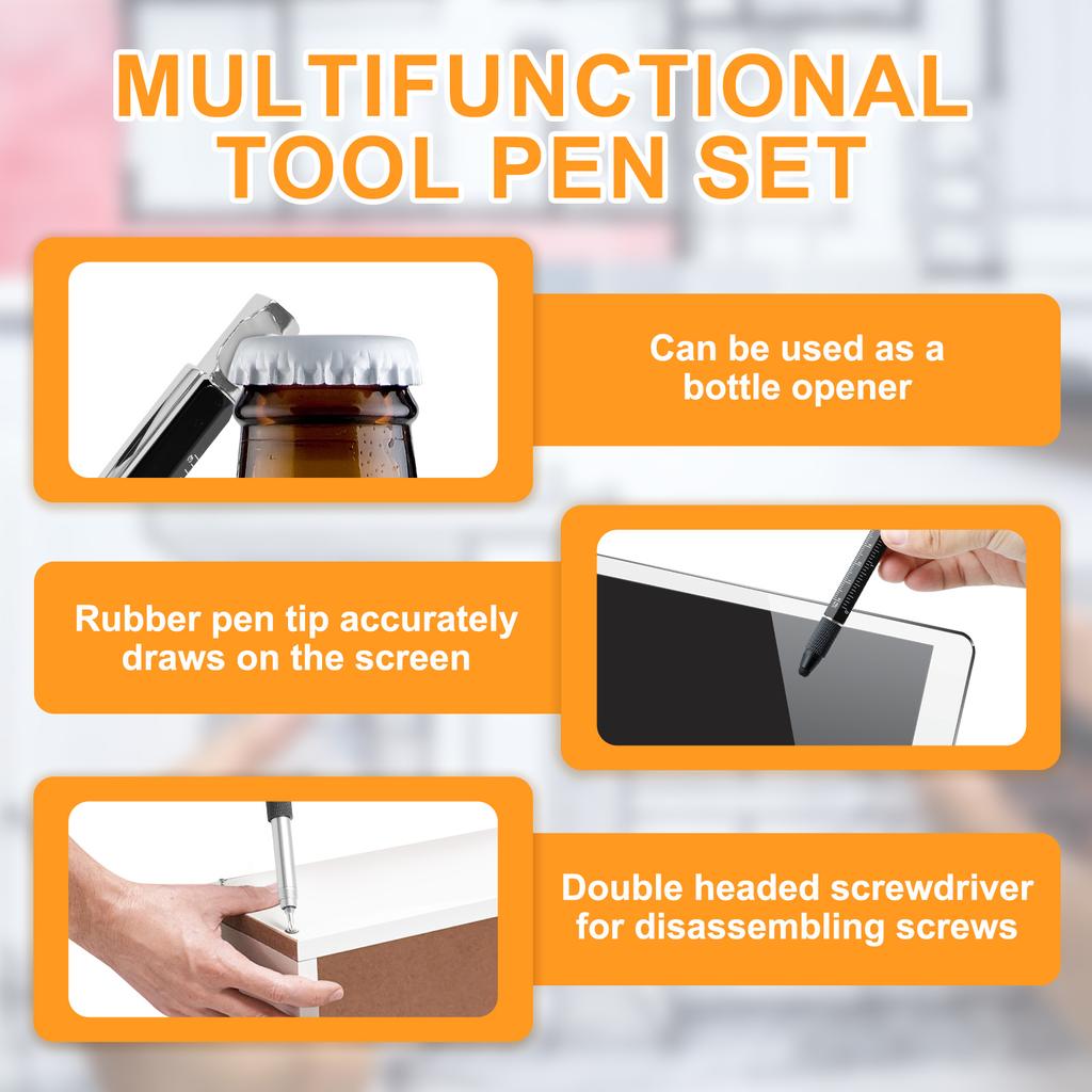 Multitool Pen Set Ballpoint/stylus Pen Cell Phone Holder Bottle Opener Ruler Straight/cross Screw Cool Gadgets Men X-mas Gifts