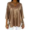 2025 Women's Shiny V-Neck Loose Split Sleeve Top