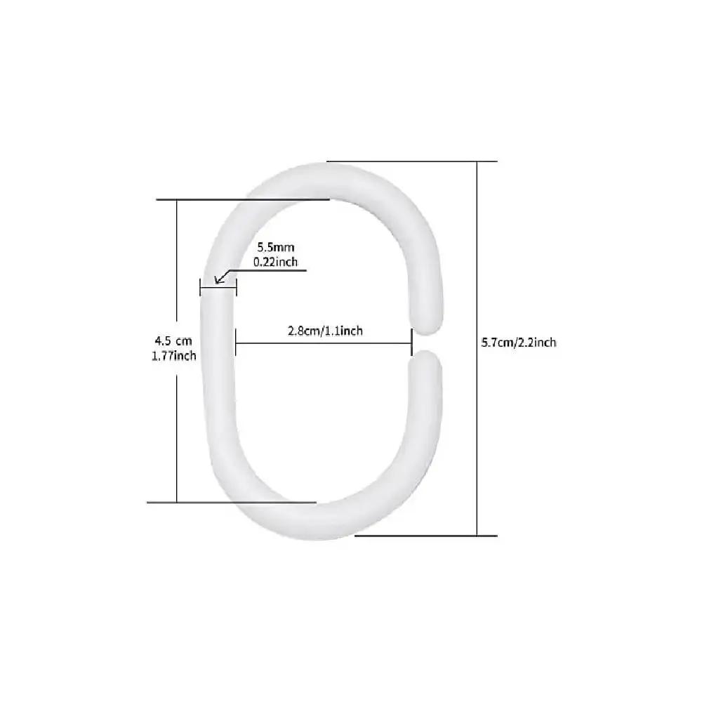12pcs Plastic Shower Curtain Rings Clear Shower Curtain Hook Hanger C Shaped Shower Hooks for Bathroom Kitchen Pole Window Rod