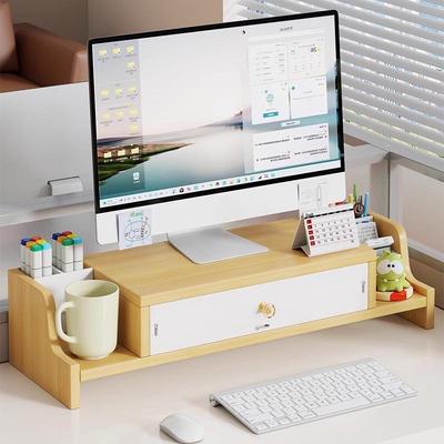 Adjustable Monitor Riser Stand with Drawer for Desktop Organization